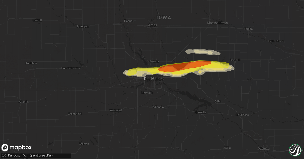 Hail map in Des Moines, IA on June 15, 2017