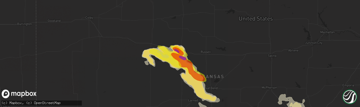 Hail map in Hays, KS on June 15, 2017