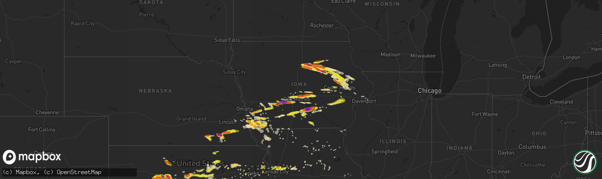 Hail map in Iowa on June 15, 2017