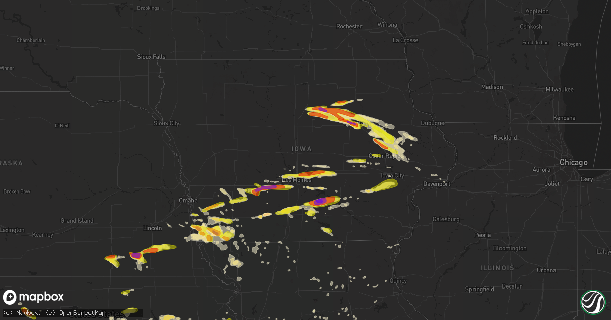 Hail map in Iowa on June 15, 2017