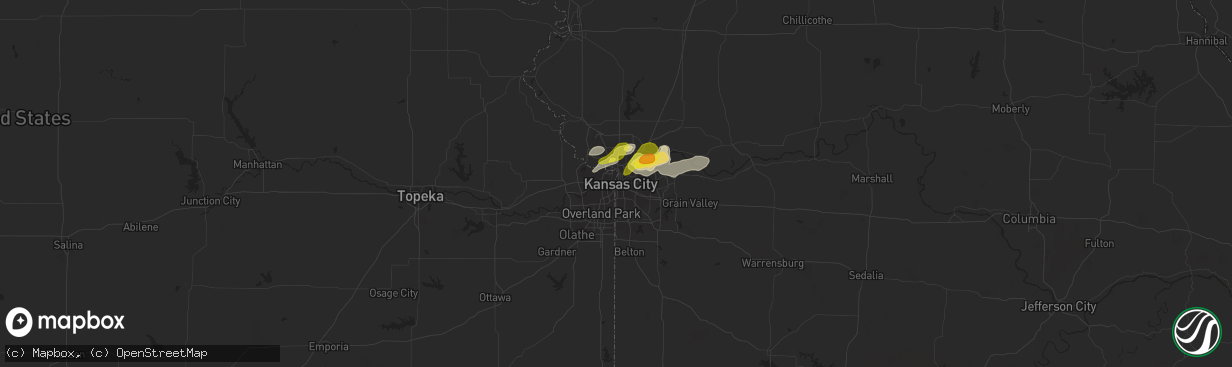 Hail map in Kansas City, MO on June 15, 2017