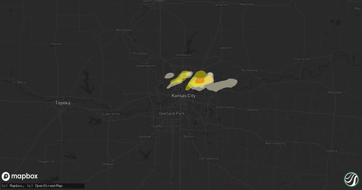 Hail map in Kansas City, MO on June 15, 2017