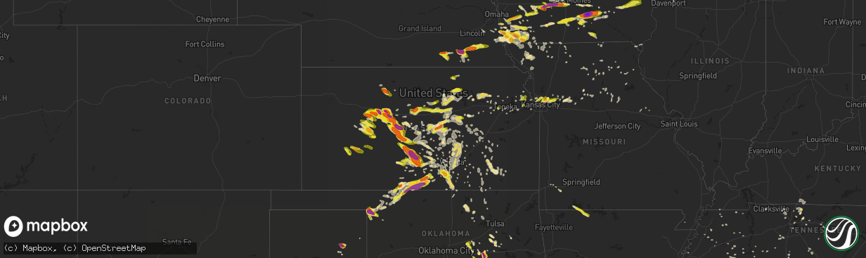 Hail map in Kansas on June 15, 2017