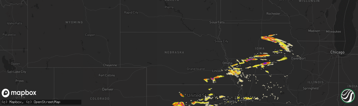 Hail map in Nebraska on June 15, 2017