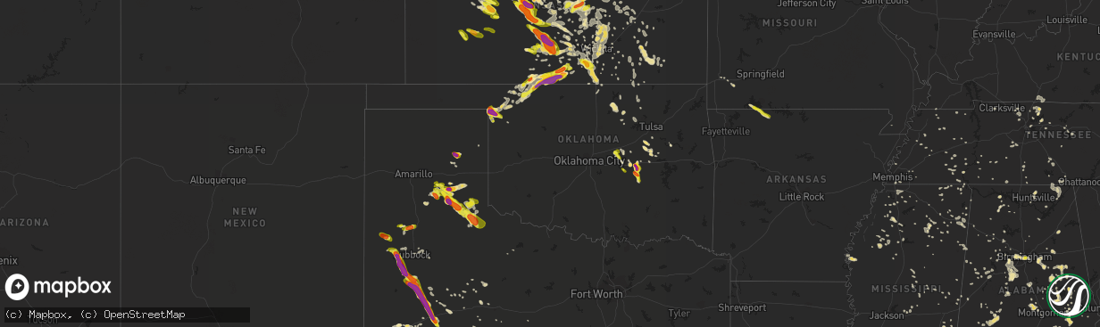 Hail map in Oklahoma on June 15, 2017