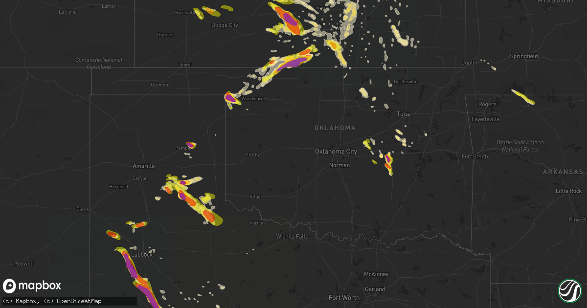 Hail map in Oklahoma on June 15, 2017