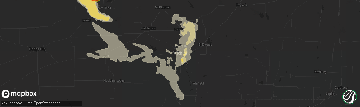 Hail map in Wichita, KS on June 15, 2017