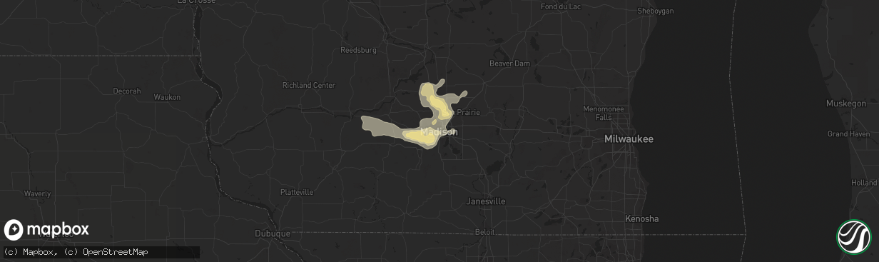 Hail map in Madison, WI on June 15, 2018