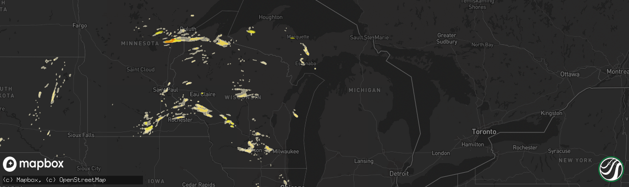 Hail map in Michigan on June 15, 2018