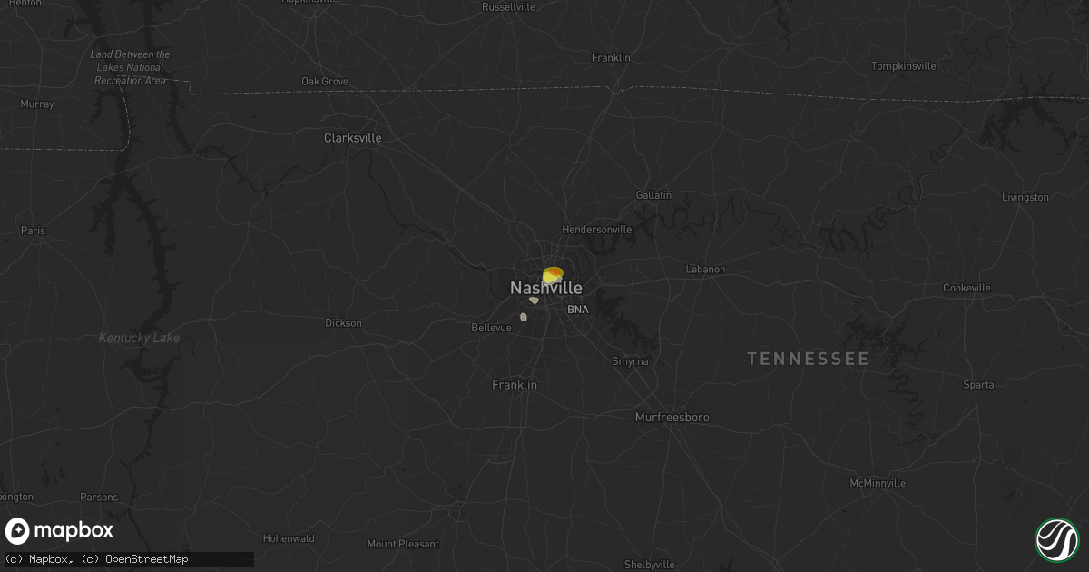 Hail map in Nashville, TN on June 15, 2018