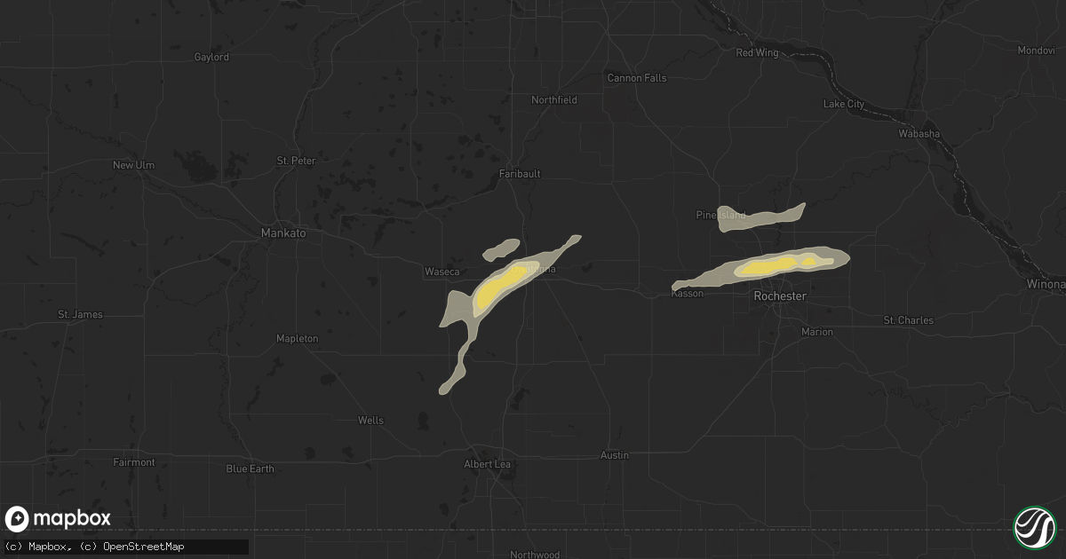 Hail map in Owatonna, MN on June 15, 2018