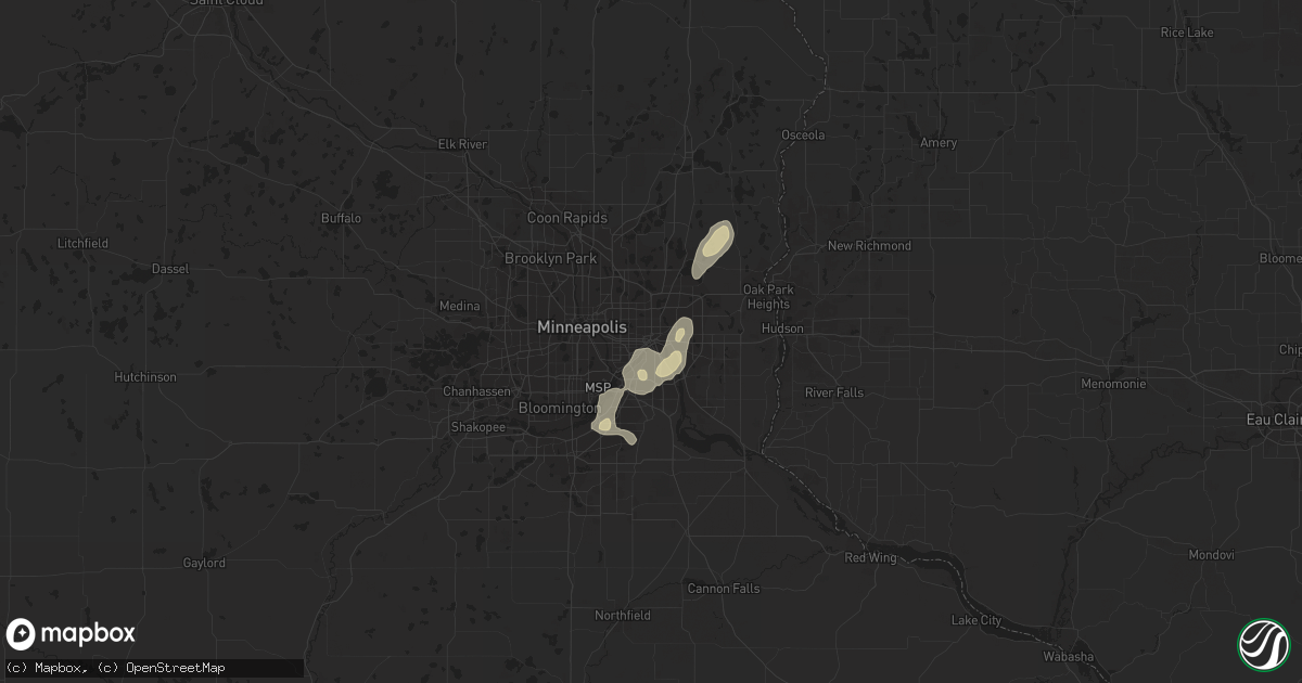 Hail map in Saint Paul, MN on June 15, 2018
