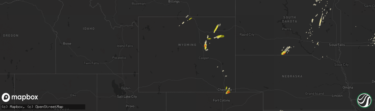 Hail map in Wyoming on June 15, 2018