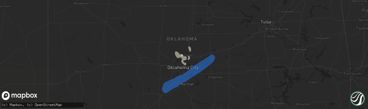 Hail map in Edmond, OK on June 15, 2019