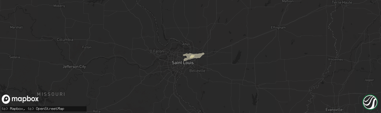 Hail map in Granite City, IL on June 15, 2019