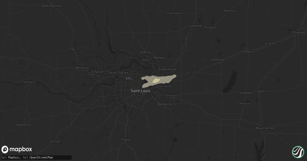 Hail map in Granite City, IL on June 15, 2019