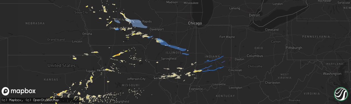 Hail map in Illinois on June 15, 2019