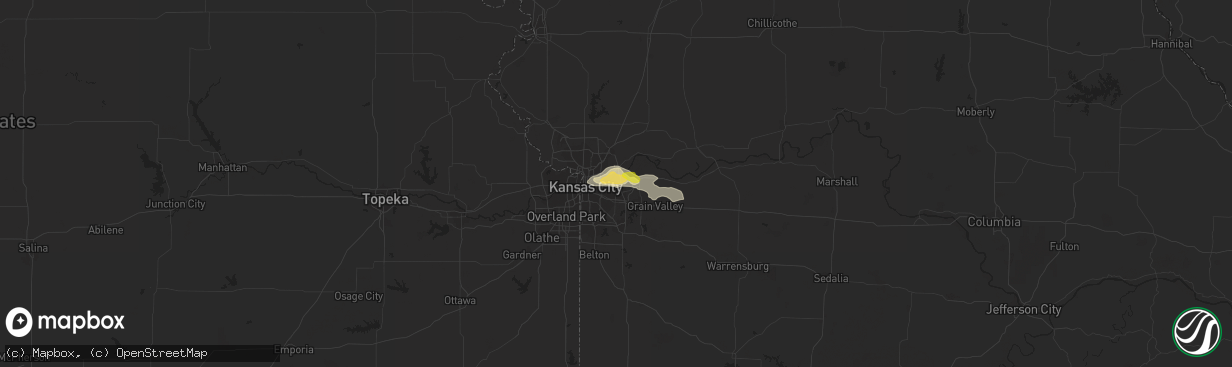 Hail map in Independence, MO on June 15, 2019