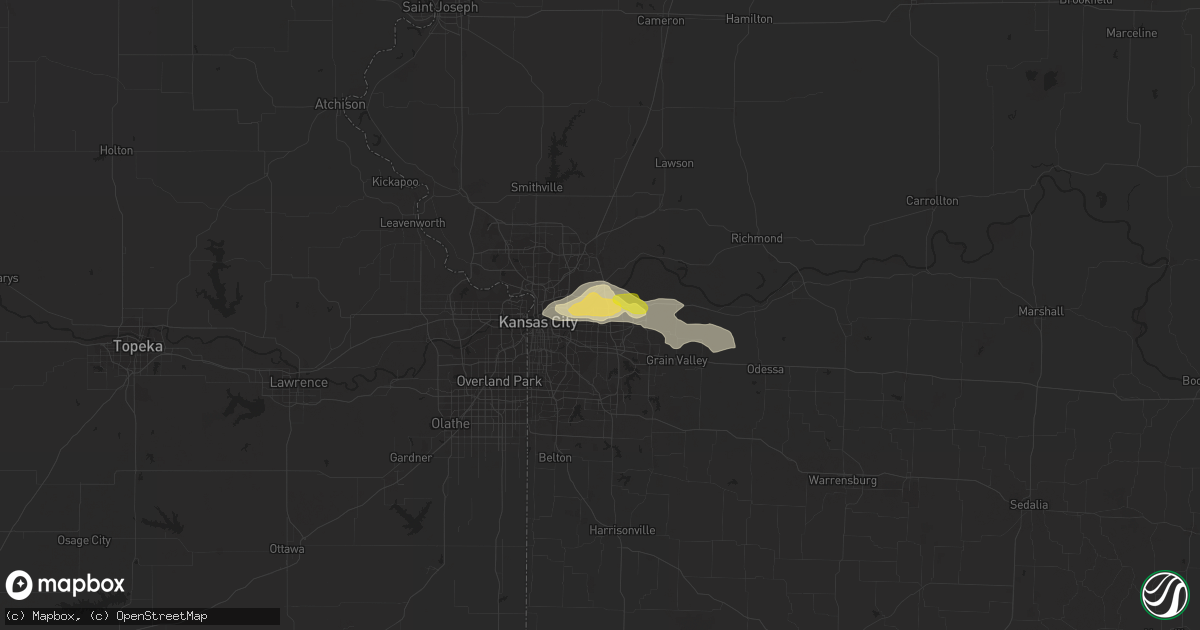 Hail map in Independence, MO on June 15, 2019