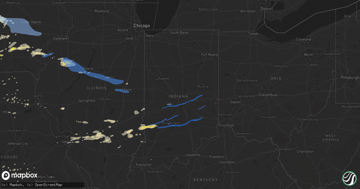 Hail map in Indiana on June 15, 2019