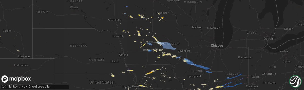 Hail map in Iowa on June 15, 2019