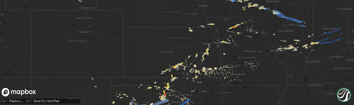 Hail map in Kansas on June 15, 2019