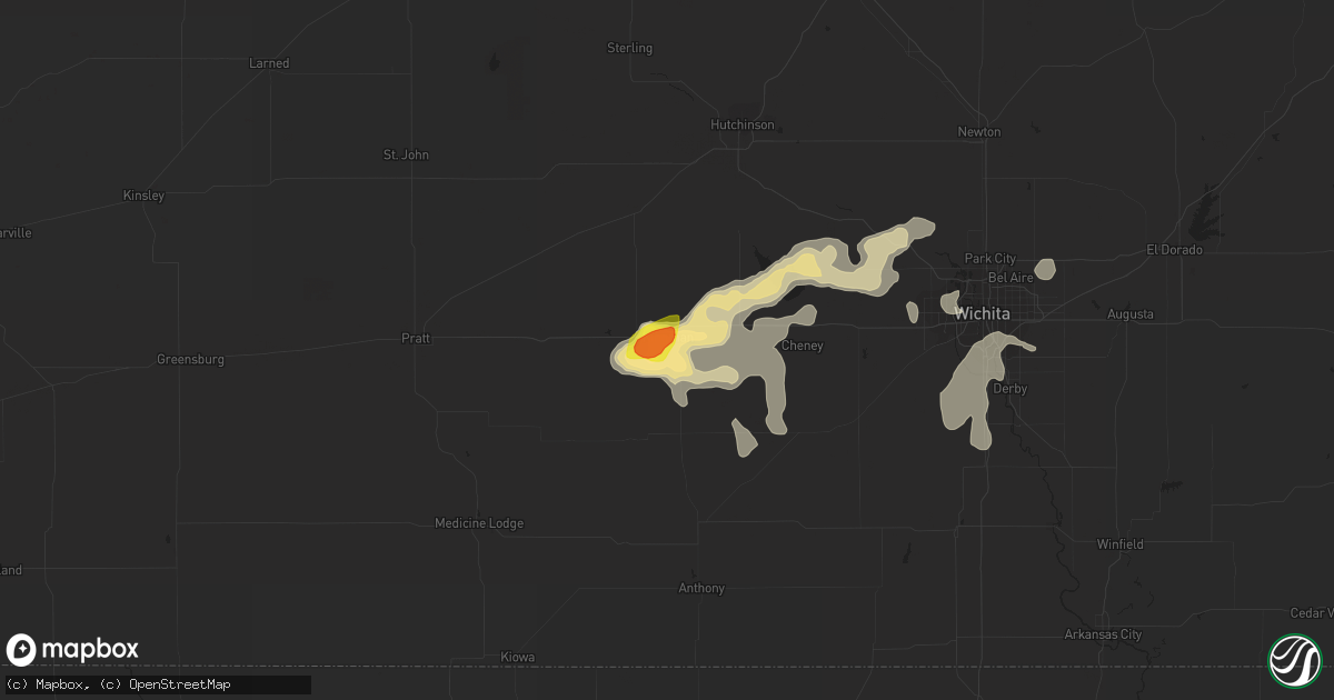 Hail map in Kingman, KS on June 15, 2019