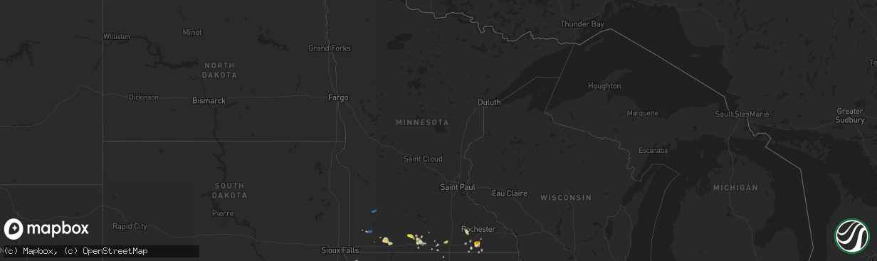 Hail map in Minnesota on June 15, 2019