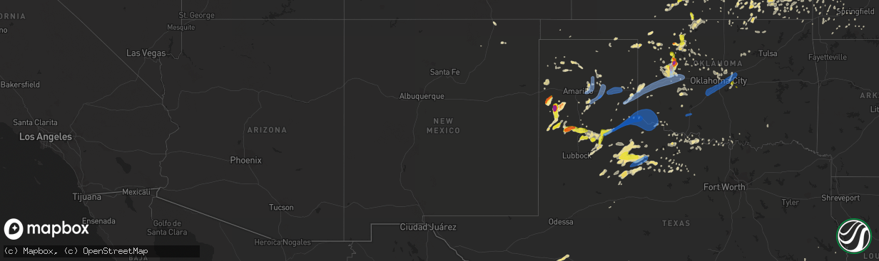 Hail map in New Mexico on June 15, 2019