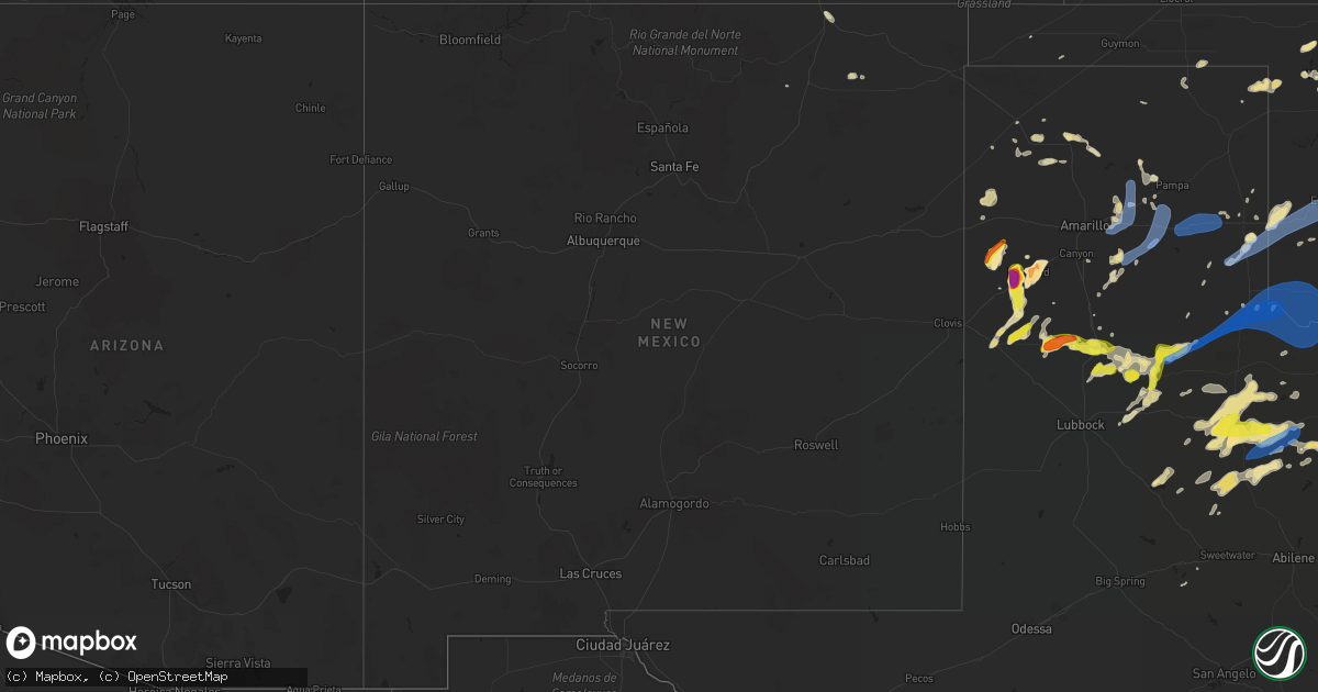 Hail map in New Mexico on June 15, 2019