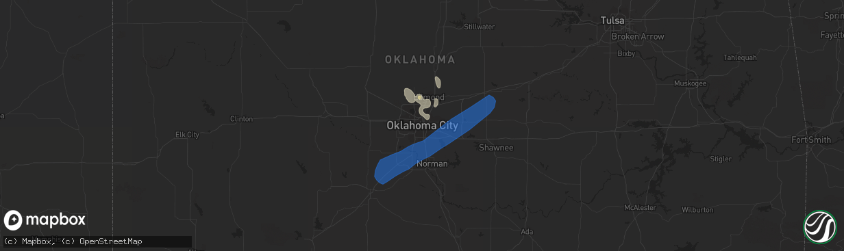 Hail map in Oklahoma City, OK on June 15, 2019