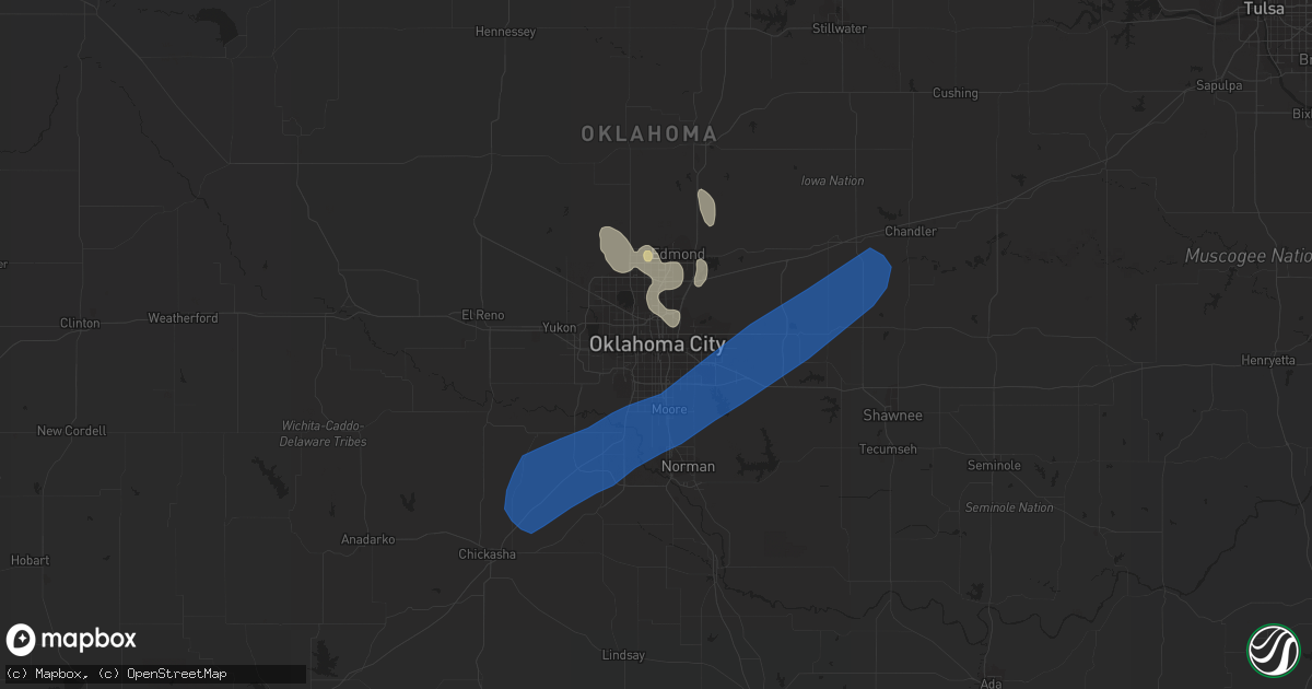 Hail map in Oklahoma City, OK on June 15, 2019