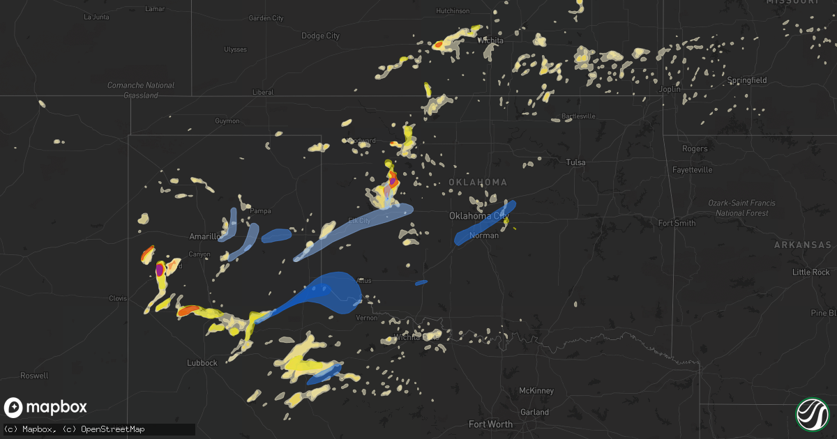 Hail map in Oklahoma on June 15, 2019