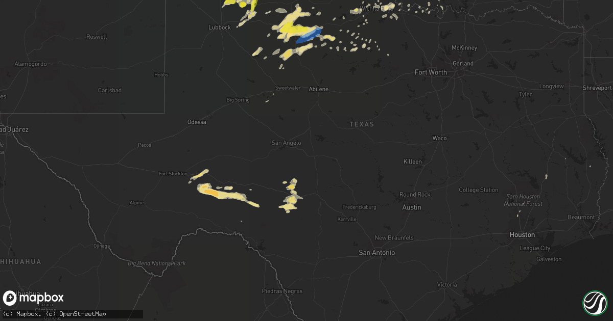 Hail map in Texas on June 15, 2019