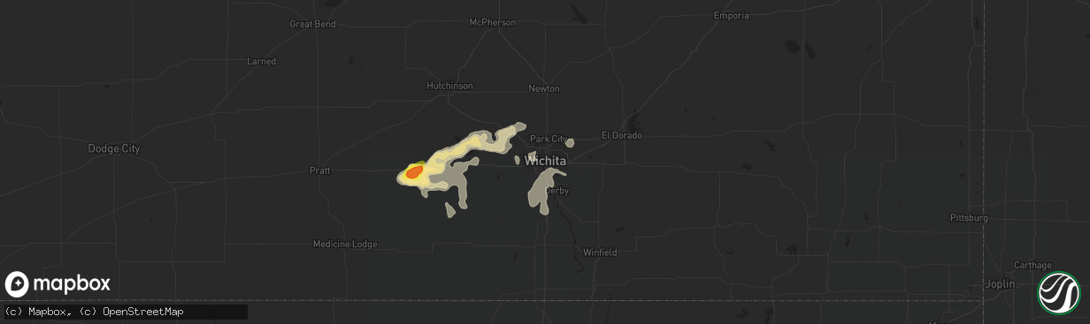 Hail map in Wichita, KS on June 15, 2019