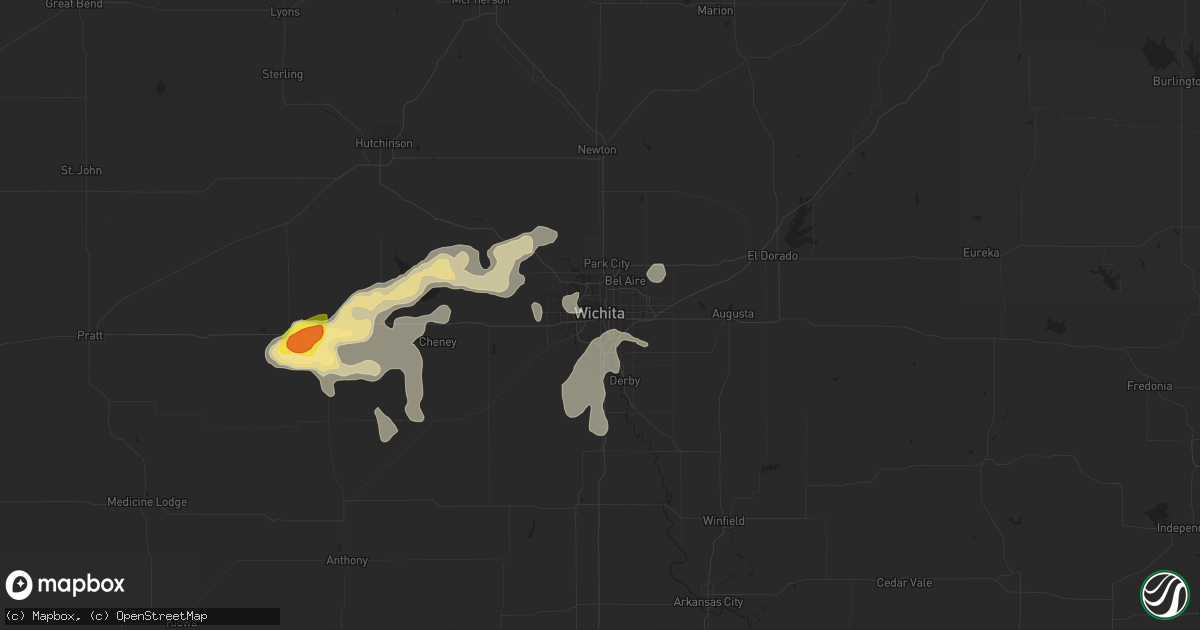 Hail map in Wichita, KS on June 15, 2019