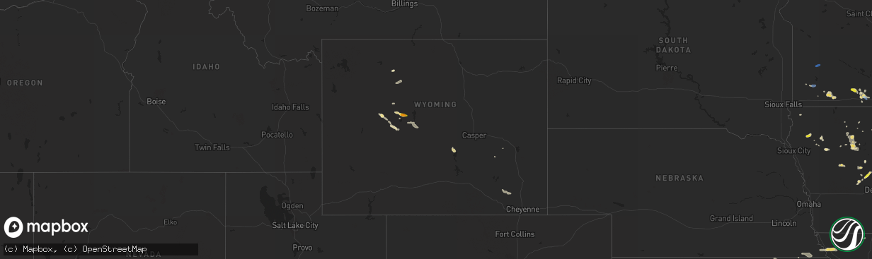 Hail map in Wyoming on June 15, 2019