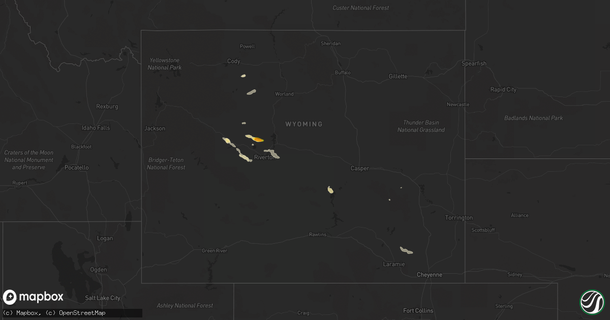 Hail map in Wyoming on June 15, 2019