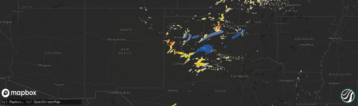 Hail map on June 15, 2019