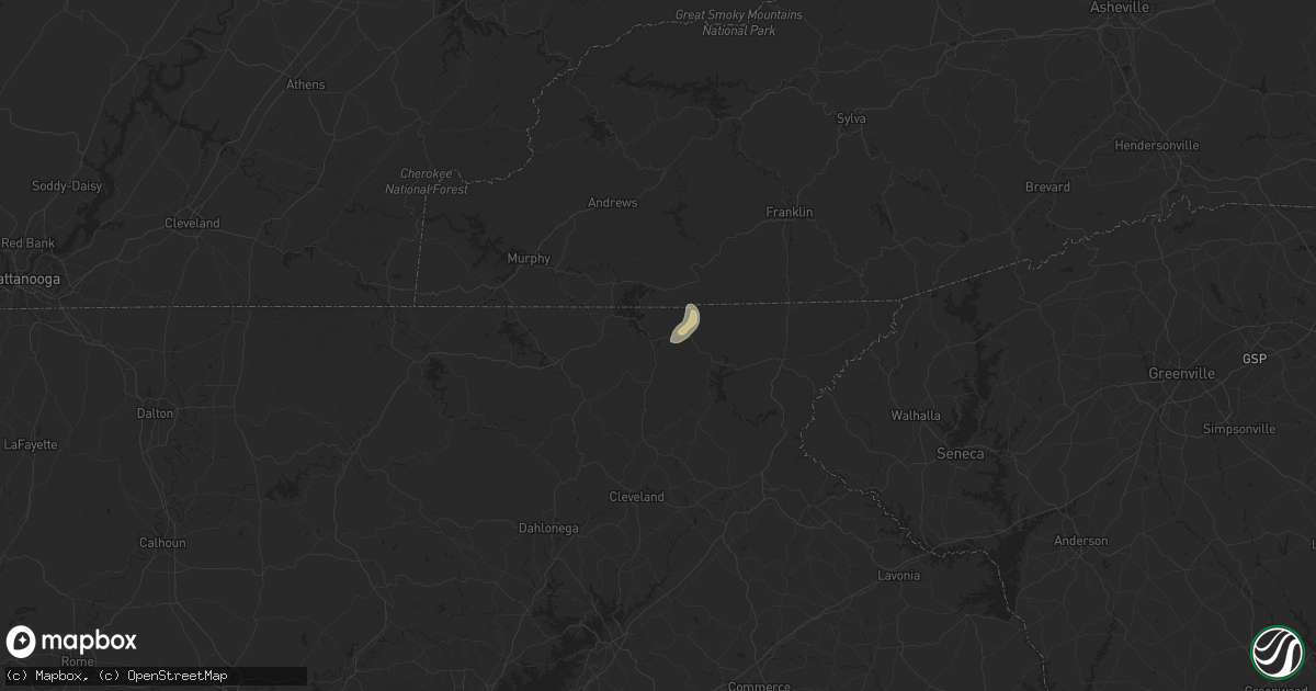 Hail map in Hiawassee, GA on June 15, 2020