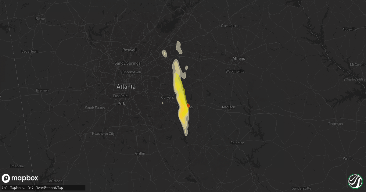 Hail map in Oxford, GA on June 15, 2020