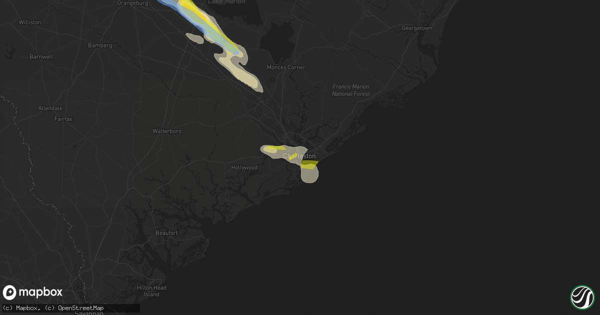 Hail map in Charleston, SC on June 15, 2021