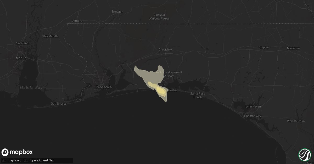 Hail map in Fort Walton Beach, FL on June 15, 2021