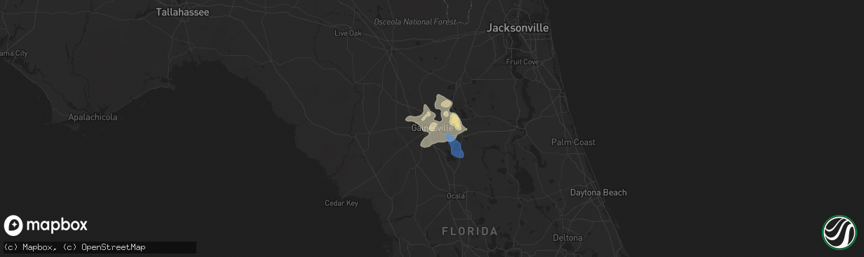 Hail map in Gainesville, FL on June 15, 2021