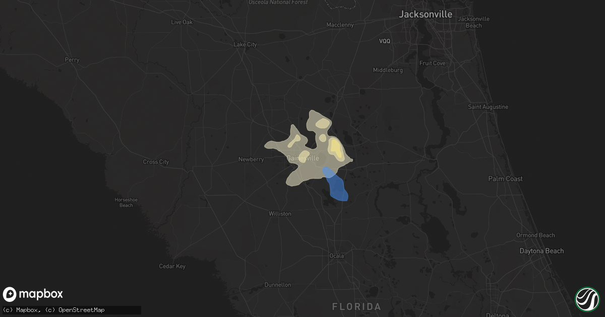 Hail map in Gainesville, FL on June 15, 2021