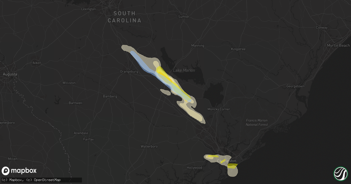 Hail map in Holly Hill, SC on June 15, 2021