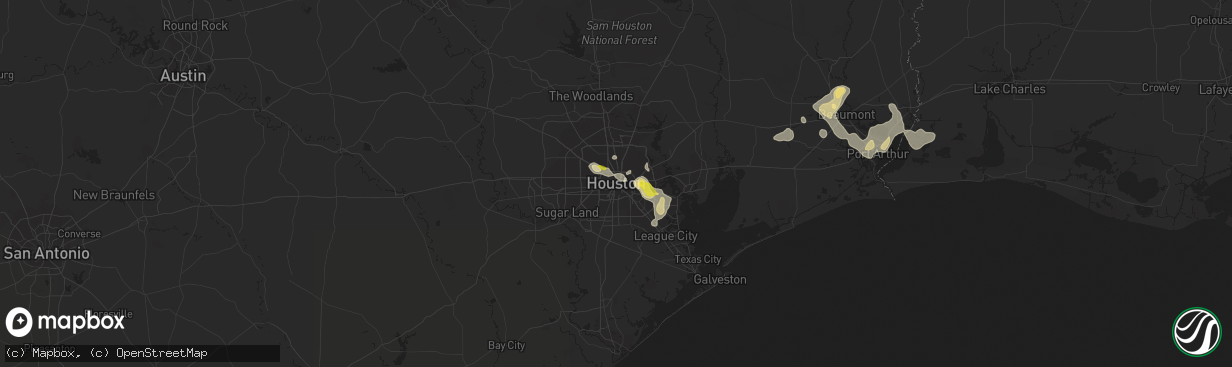 Hail map in Houston, TX on June 15, 2021