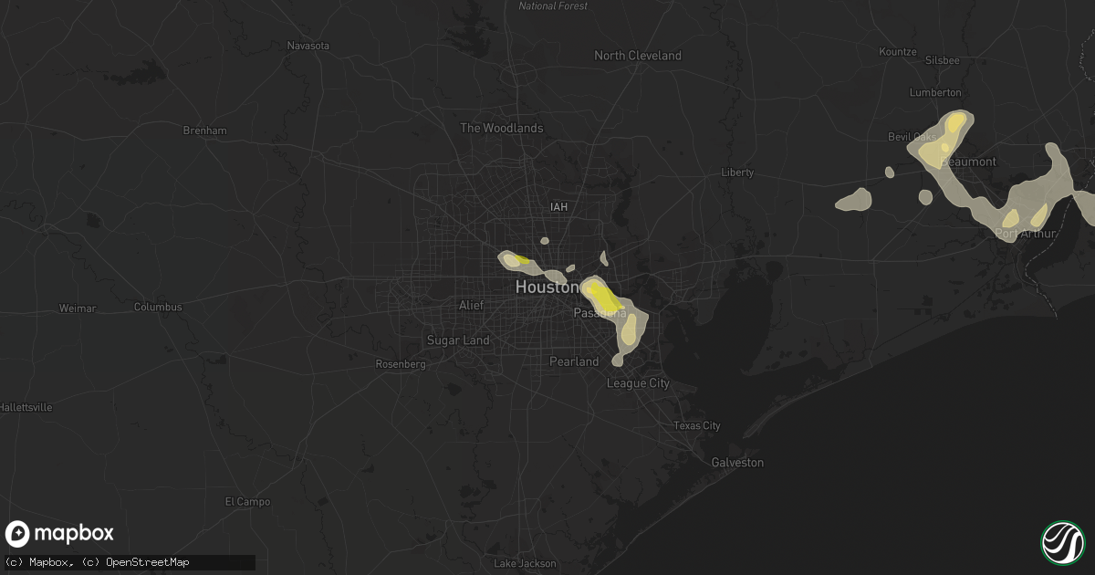 Hail map in Houston, TX on June 15, 2021