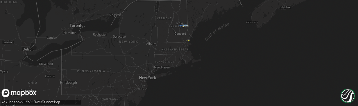 Hail map in Massachusetts on June 15, 2021
