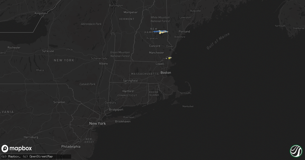 Hail map in Massachusetts on June 15, 2021